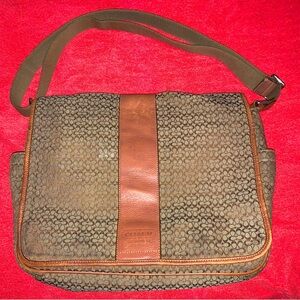 Coach Brown Leather Messenger Bag with Flap Closure